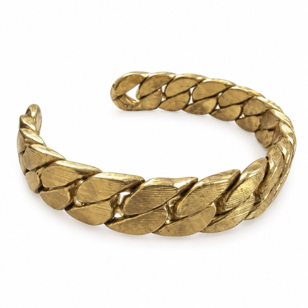 Vintage 1940s SPEIDEL Thick Gold Plate Textured Cuff 7" Bracelet